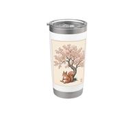 Squirrel Sakura Cherry Blossom Japanese Art Graphic Stainless Steel Insulated Tumbler