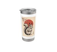 Squirrel Sakura Cherry Blossom Japanese Art Graphic Stainless Steel Insulated Tumbler