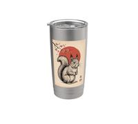 Squirrel Sakura Cherry Blossom Japanese Art Graphic Stainless Steel Insulated Tumbler
