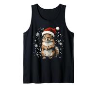 Squirrel Santa Hat Funny Cute Animal Lover Christmas Tank Top