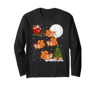 Squirrel Santa Sleigh Flying Funny Magical Christmas Long Sleeve T-Shirt