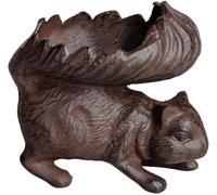 Squirrel Shaped Bird Feeder Tray Cast Iron Brown Tabletop Seed Nut Feeder