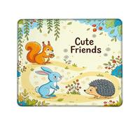 Squirrel Small Mouse Pad, Fanciful Playful Rabbit Hedgehog Spring Orange Square Rubber Non Slip Portable Mini Desk Mousepad Desk Decor for Office Home Dorm Laptop Square 8x10 Inch