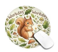 Squirrel Small Mouse Pad, Nature Fanciful Leaves Mushrooms Autumn Brown Round Rubber Smooth Portable Travel Mousepad Desk Decor for Office Home Dorm Laptop Round 8x8 Inch