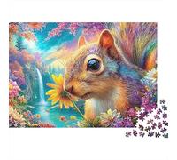 Squirrel Smelling A Flower in Nature 1000-Piece Jigsaw Puzzle Cute Guinea Pig Challenging Game for Men, Women & Elders 38x26cm/1000pcs