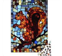 Squirrel Stained Glass Puzzles for Adults 1000 Pieces Puzzles for Adults & Teenager Age 12 Years Up Christmas Eve Gifts 1000pcs (75x50cm)