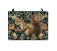 Squirrel Stove Top Cover for Electric Stove, Botanical Vintage Flowers Leaves Fall Green Rubber Non-Slip Glass Top Cover for Kitchen Everyday Kitchen Use Decor 28x20 Inch
