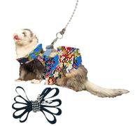 Squirrel Strap and Traction Rope Set, Ferret Traction Rope Strap - Comfortable Traction Belt for Gerbils with Floral Pattern, Fashion Soft Small Animal Change Vest Rope for Food