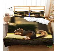 Squirrel Super King Duvet Cover Set 3D Printed Cute Animals Bedding Set Ultra Soft Microfiber Quilt Cover 220x260 cm with 2 Pillowcases with Zipper for Boys Girls Teens a.1937