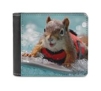 Squirrel Surfing Funny Men's Wallets Slim Front Pockets Bifold Wallet with ID Credit Card Holder