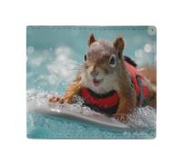 Squirrel Surfing Funny Wallets Slim Soft Front Pockets Bifold Wallet with ID Credit Card Holder