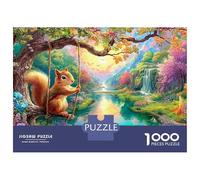 Squirrel Swinging over A River 1000-Piece Jigsaw Puzzle Dream Forest Squirrel Classic & Challenging, Gift for All Ages 38x26cm/1000pcs