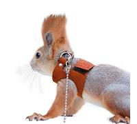 Squirrel Traction Rope with 1.8m Lead Leah, Adjustable Small Animal Walking Harness, Anti-Biting Chain Rope Vest Strap for Hamster Gerbil Rat Mouse Ferret Chinchilla and Small Animals