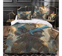 Squirrel warrior 3D Printed 3-Piece Comforter Cover fantasy adventure art Bed Cover Set Silky Soft Microfiber Concealed Zipper for Kids Teens Men Women Seniors King（220x240cm）