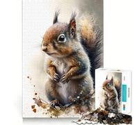Squirrel Watercolor Sketch 1000 Pieces Jigsaw Puzzles for Teenagers Recall Upgrade Relaxing Fun Clear Cut Seasonal Gift 38x52cm