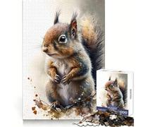 Squirrel Watercolor Sketch 1000 Pieces Jigsaw Puzzles for Teenagers Recall Upgrade Relaxing Fun Clear Cut Seasonal Gift 38x52cm