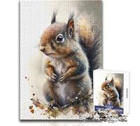 Squirrel Watercolor Sketch Adults 1000 Pieces Puzzle Strategic Thinking Learning Game Ideal Meaningful Gift for Any Event Size 38x52cm