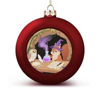 Squirrel Wearing A Wizard Hat Christmas Ornaments Balls Shatterproof Large Xmas Tree Decorations Balls Red Decorative Hanging Ball for Farmhouse Home Fireplace Decor Holiday Party Favors