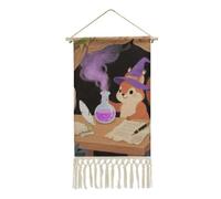 Squirrel Wearing A Wizard Hat Vertical Wall Hanging Tapestry with Tassels