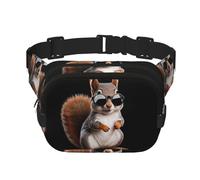 Squirrel wearing glasses Printed multifunctional waist bag, unisex trendy messenger bag, travel sports storage bag
