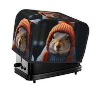 Squirrel Wearing Hat Toaster Cover 2 Slice, Waterproof Bread Machine Covers with Pockets Universal Size Kitchen Small Appliance Cover with Handle, Dust and Fingerprint Protection