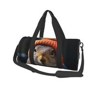 Squirrel Wearing Hat Travel Duffel Bag Sports Gym Bag, Lightweight Overnight Weekender Bag With Shoes Compartment Yoga Gym Sports Bag For Men Women