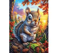 Squirrel with Acorn on Tree Branch 300 Piece Jigsaw Puzzle for Adults Teens Mitos Cuento De Hadas Laundry Room Decor Boredom Buster Colourful Artwork Great Gift for 300 PCS