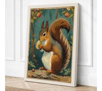 Squirrel with Acorn Vintage Canvas Wall Art Print 18x12 Inch (46 x 30 cm)