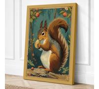 Squirrel with Acorn Vintage Canvas Wall Art Print 24x16 Inch (61 x 41 cm)