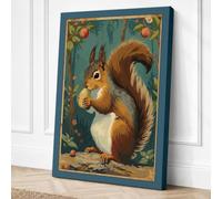 Squirrel with Acorn Vintage Canvas Wall Art Print 24x16 Inch (61 x 41 cm)