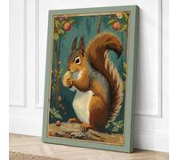 Squirrel with Acorn Vintage Canvas Wall Art Print 24x16 Inch (61 x 41 cm)