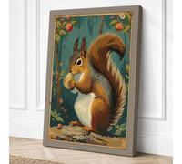 Squirrel with Acorn Vintage Canvas Wall Art Print 24x16 Inch (61 x 41 cm)
