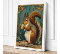 Squirrel with Acorn Vintage Canvas Wall Art Print 30x20 Inch (76 x 51 cm)