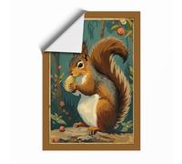Squirrel with Acorn Vintage Unframed Wall Art Print A1 (84.1×59.4cm), Wall Decor for Living Room, Bedroom, Office & Home, Art Gift