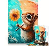 Squirrel with Flower And Umbrella in Rain 1000 Pieces Jigsaw Puzzles for Teenagers Mind Skill Toy Leisure Fun Design Assembly Elegant Gift 50x75cm