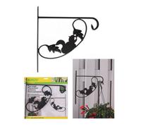 (Squirrel (With Leaf)) Hanging Basket Wall Brackets Animal Shape Garden Plant Hanger Wall Metal Black