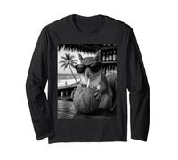 Squirrel with Sunglasses and Coconut Drink Long Sleeve T-Shirt