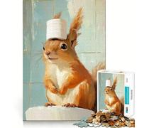 Squirrel with Toilet Paper Hat 1000 Piece Jigsaw Puzzles for Teenagers Reason Skill Toy Quiet Calm Exact Cut Xmas Surprise 50x75cm