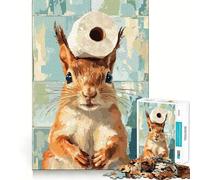 Squirrel with Toilet Paper Hat Jigsaw Puzzles 1000 Piece for Teenagers Memory Build Indoor Play Fine Cut Santa Wish Pick 38x26cm