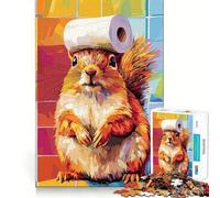 Squirrel with Toilet Paper Hat Jigsaw Puzzles for Adults 1000 Piece Enhance Recall Leisure Time Exact Edge Festival Gift 38x26cm