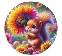 SquirrelJigsaw Puzzle 1000 Pieces for Adults Round FlowerCreative Challenging Toys Gift1000pcs (67.5x67.5cm)
