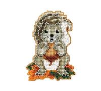 Squirrelly Beaded Counted Cross Stitch Ornament Kit Mill Hill 2012 Autumn Harvest MH18-2206 by Mill Hill