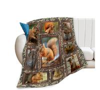 Squirrels Blanket for Girl Woman Squirrel Throw Blanket for Kids Man Soft Plush Cozy Squirrel Animals Bedroom Decor Flannel Blanket Gifts for Adults Couch Sofa 50"X40"