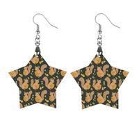 Squirrels Eat Corn Women's Wooden Earring Star Dangle Earrings Pendant Jewelry