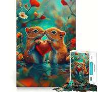 Squirrels in Love 1000 Pieces Jigsaw Puzzles for Teenagers Brain Skill Leisure Time Exact Edge Thoughtful Gift 38x26cm