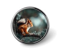 Squirrels in The Tree Round Badge Pin Metal Memorial Brooch Button Lapel Pins for Backpack Wedding