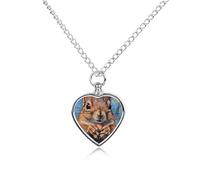 Squirrels in The Tree Vintage Ashes Necklace Dog Pet Urn Necklace Heart Cremation Jewelry with Fill Kit