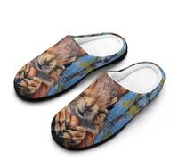 Squirrels in The Tree Vintage Slippers Women Winter Warm Cotton Hotel Slippers Anti-Slip Indoor Slip-Ons House Shoes 9-10（40-41）