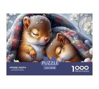 Squirrels Sleeping 1000 Pieces Puzzle for Adults Kids - Two Sleeping Squirrels Under Winter Blanket Fun And Challenging Family Game Educational Game Challenge52x38cm/1000pcs