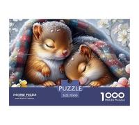 Squirrels Sleeping Recycled Paper 1000 Pc Puzzle for Adults Kids -Two Sleeping Squirrels Under Winter Blanket Fun Present & Activity for Home Great Gift Idea70x50cm/1000pcs